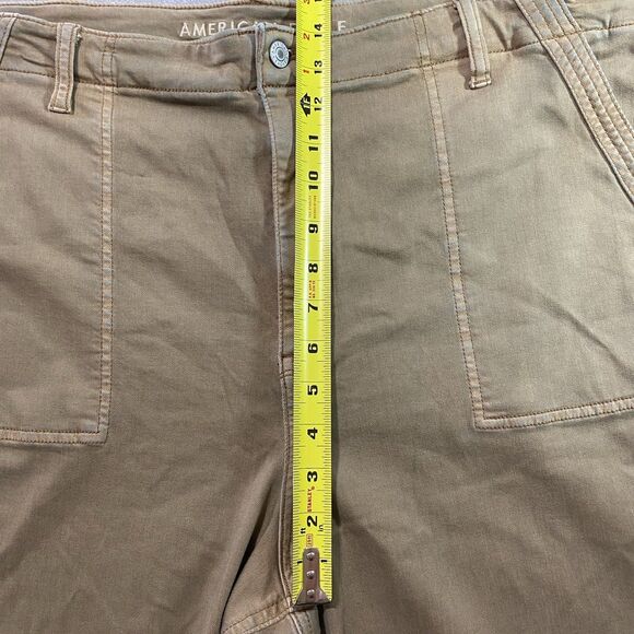 AMERICAN EAGLE Pants Super High Rise Flare Stretch Womens 22 Long Tall Tan Khaki - Picture 6 of 14